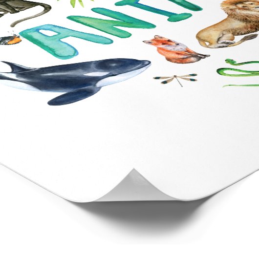 Wasserfarbe Gerettet Tiere Poster (Ecke)