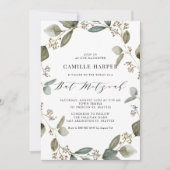 Wasserfarbe gesät Eukalyptus Wreath Bat Mitzvah Einladung (Vorderseite)