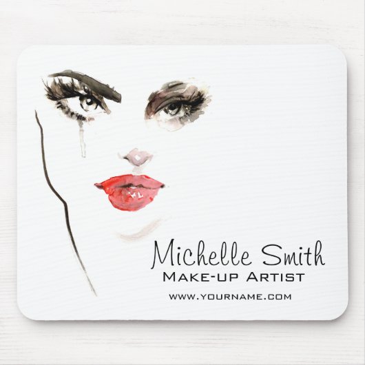 Wasserfarbe-Gesichts-Make-up-Artist-Branding Mousepad (Vorne)