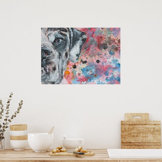 Wasserfarbe gestrichen Große Dane Gesicht Poster (Küche)