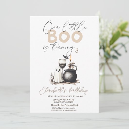 Wasserfarbe Ghost Glas Kerze Halloween Einladung (Stehend Vorderseite)