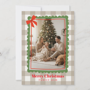 Wasserfarbe Gingham Familienfoto Weihnachten Feier