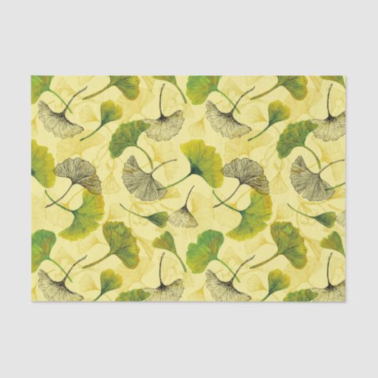 Wasserfarbe Ginkgo Biloba Muster botanische Blätte Seidenpapier (Vorderseite)