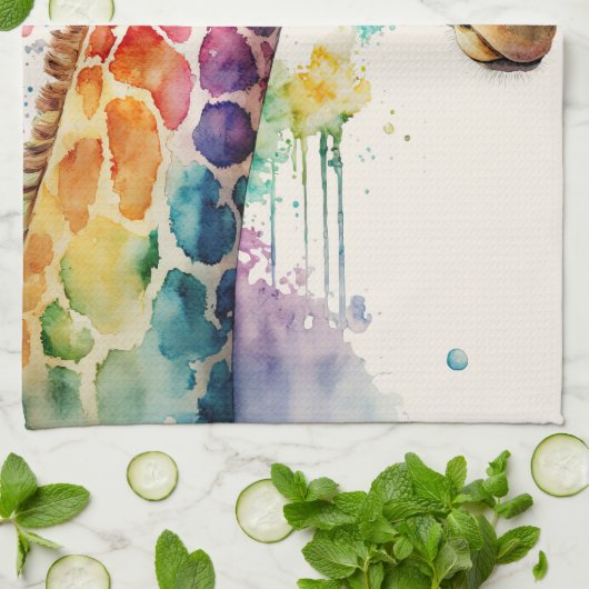 Wasserfarbe Giraffe Küchentücher (Gefaltet)