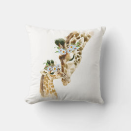 Wasserfarbe, Giraffe, Mama und Baby, Babydusche, n Kissen