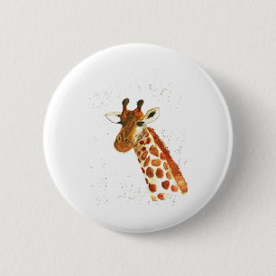 Wasserfarbe Giraffe Tiere Jungle Safari Afrikanisc Button