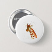 Wasserfarbe Giraffe Tiere Jungle Safari Afrikanisc Button (Vorne & Hinten)