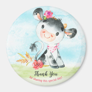 Wasserfarbe Girl Cow Baby Duschfarm Vielen Dank Magnet