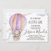 Wasserfarbe Girl Teddy Bear Babydusche Einladung (Vorderseite)