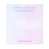 Wasserfarbe Girly Script Träume in Pläne Notepad Notizblock (Vorderseite)