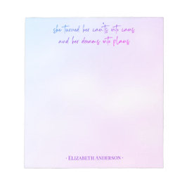 Wasserfarbe Girly Script Träume in Pläne Notepad Notizblock