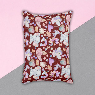 Wasserfarbe Girly Whimsical auf Maroon   Dekokissen