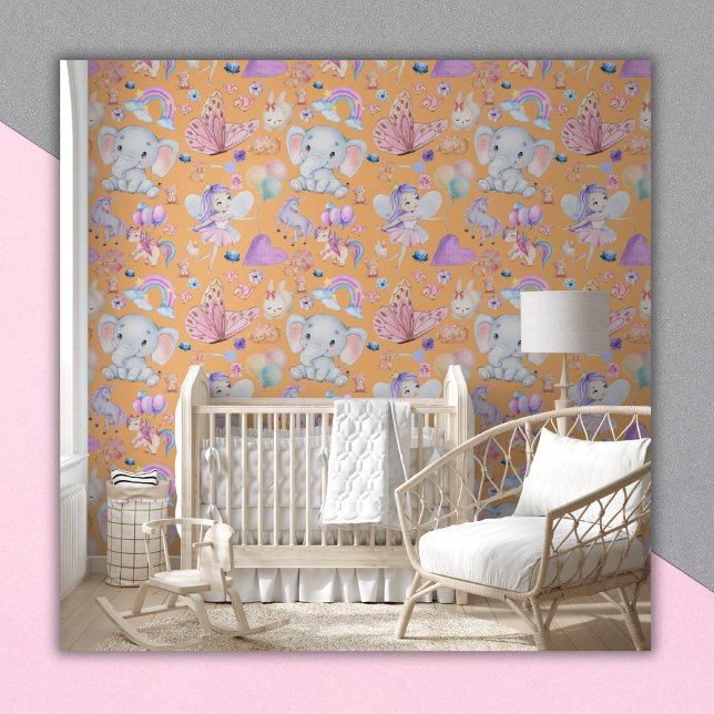 Wasserfarbe Girly Whimsical auf Peach | Tapete (Von Creator hochgeladen)