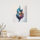 Wasserfarbe Gitarre Liebhaber Poster (Küche)