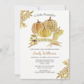 Wasserfarbe Glitzer Pumpkin Fall Kinderduschkarte Einladung (Vorderseite)