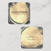 Wasserfarbe | Glitzer Speck und Schiefer Quadratische Visitenkarte (Vorne/Hinten)