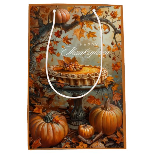 Wasserfarbe glücklich Erntedankend Pumpkin Pie Mittlere Geschenktüte (Vorderseite)