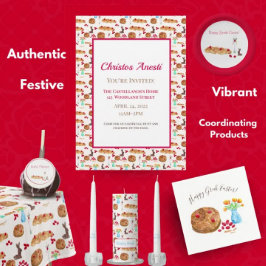 Wasserfarbe glückliche Oster Tsoureki Brot Einladu Einladung