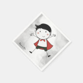 Wasserfarbe glückliche Stick Boy Red Cape Schöne Serviette (Ecke)