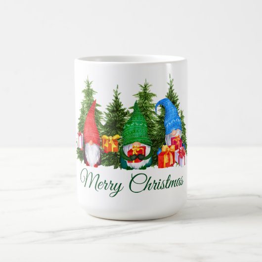 Wasserfarbe Gnomes Grün Frohe Weihnachten Kaffeetasse (Mittel)