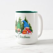 Wasserfarbe Gnomes Grün Frohe Weihnachten Zweifarbige Tasse (VorderseiteRechts)