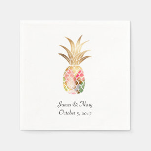 Wasserfarbe Gold Ananas Hochzeitscocktail Napkins Serviette