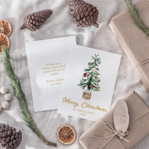 Wasserfarbe Gold Ornamente Bäume Frohe Weihnachten