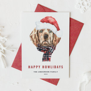 Wasserfarbe Golden Retriever Santa Happy Urlaub Feiertagspostkarte