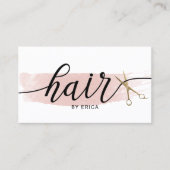 Wasserfarbe Goldschere Elegante Typografie Haar Visitenkarte (Vorderseite)