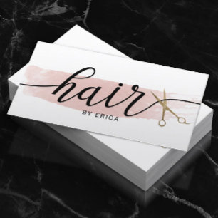 Wasserfarbe Goldschere Elegante Typografie Haar Visitenkarte
