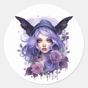 Wasserfarbe Gothic Dark Fairy Runder Aufkleber