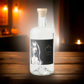 Wasserfarbe Gotische Hexe Halloween Schwarz Alkoholflaschenetikett