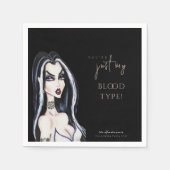 Wasserfarbe Gotische Hexe Halloween Schwarz Serviette (Vorderseite)