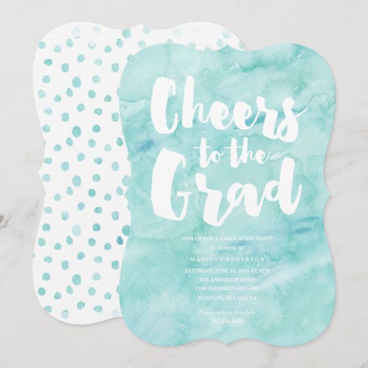 Wasserfarbe Grad | Abschluss Einladung (Vorne/Hinten)