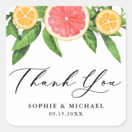 Wasserfarbe Grapefruit und Orangen Sommer Vielen D Quadratischer Aufkleber