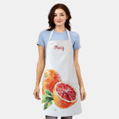 Wasserfarbe Grapefruits Anpassbare Schürze (Getragen)
