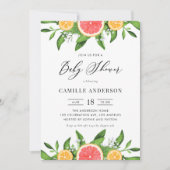 Wasserfarbe Grapefruits Orange Summer Baby Dusche Einladung (Vorderseite)