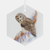 Wasserfarbe Grau Gewürzvögel Geführter Wasserpark  Ornament Aus Glas (Rückseite)