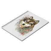 Wasserfarbe Grau Wolf Tier- und Pflanzenwelt Notizblock (Linke Seite)