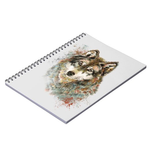 Wasserfarbe Grau Wolf Tier- und Pflanzenwelt Notizblock (Linke Seite)