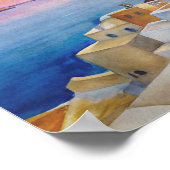Wasserfarbe Griechische Insel Landschaft Art Santo Poster (Ecke)
