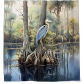 Wasserfarbe Große Blaue Herde Duschvorhang (Vorderseite)