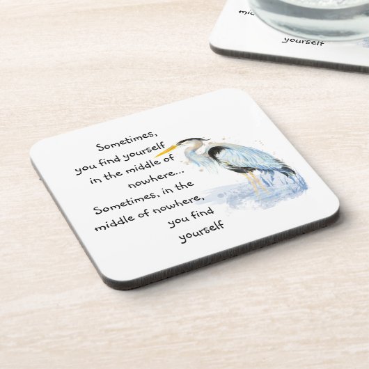 Wasserfarbe Große Blaue Herde Inspiration Zitat Getränkeuntersetzer (Linke Seite)