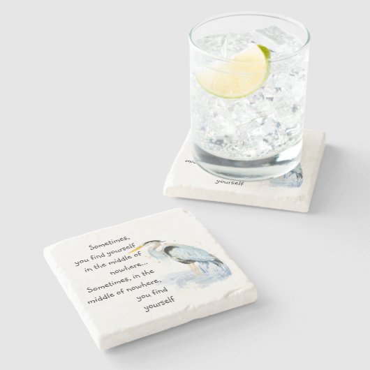 Wasserfarbe Große Blaue Herde Inspiration Zitat Steinuntersetzer (Seitenansicht)