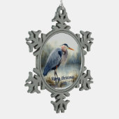 Wasserfarbe Große Blauen Steinbock Schneeflocken Zinn-Ornament (Links)