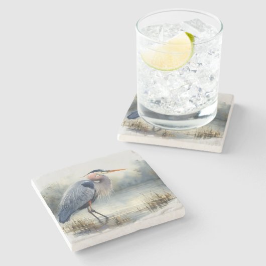 Wasserfarbe Große Blauen Steinbock Steinuntersetzer (Seitenansicht)