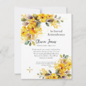 Wasserfarbe Große gelbe Blumen Beerdigung Dankeskarte (Vorderseite)