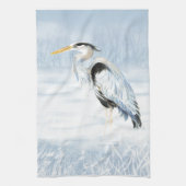 Wasserfarbe Großer Blaue Herde Bird Geschirrtuch (Vertikal)