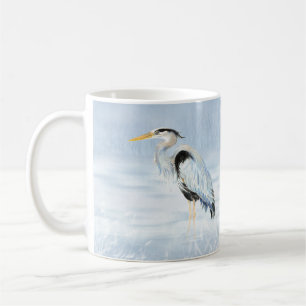 Wasserfarbe Großer Blaue Herde Bird Kaffeetasse