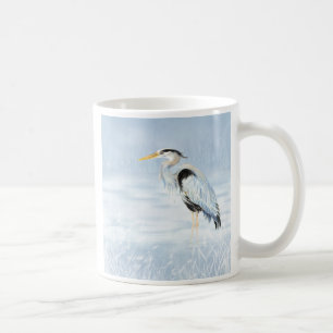 Wasserfarbe Großer Blaue Herde Bird Kaffeetasse